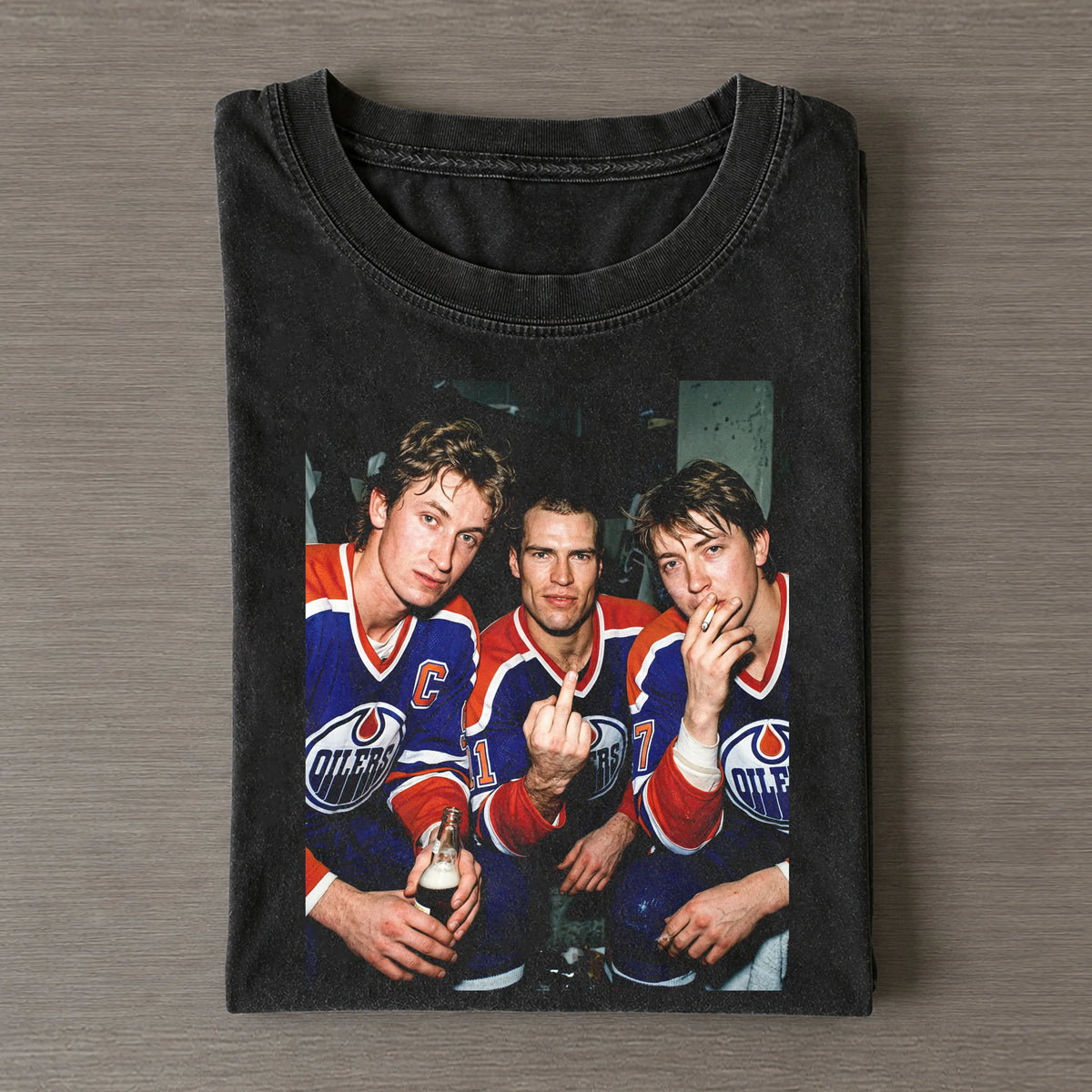 Edmonton Oilers Legends Trio Vintage Meme Washed Hockey T-Shirt