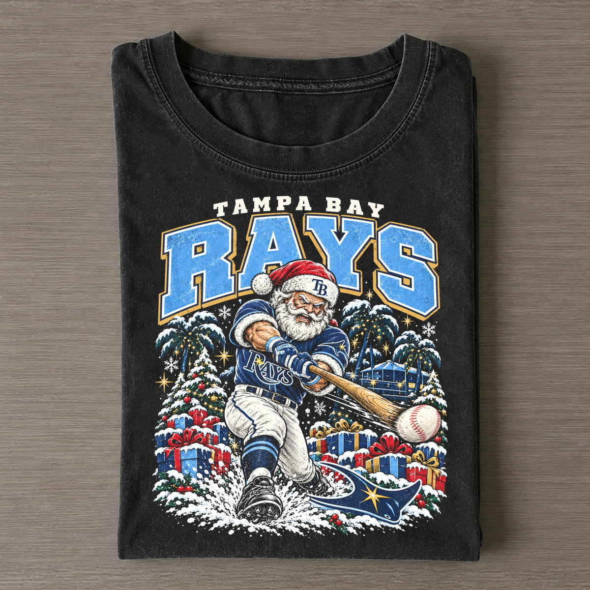 Vintage Tampa Bay Rays  Christmas Baseball Tee