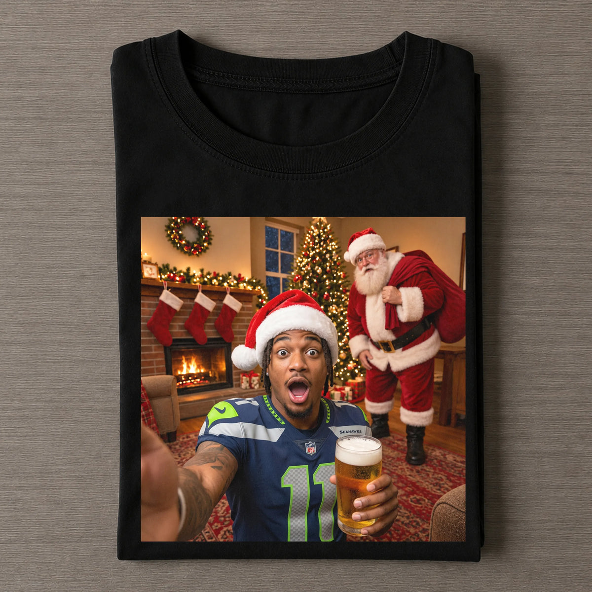 Jaxon Smith-Njigba Caught Santa on Camera Funny Christmas TEE