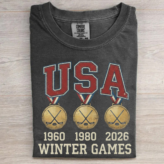 USA 1980 1960 2026 Gold Medals Winter Games T-shirt