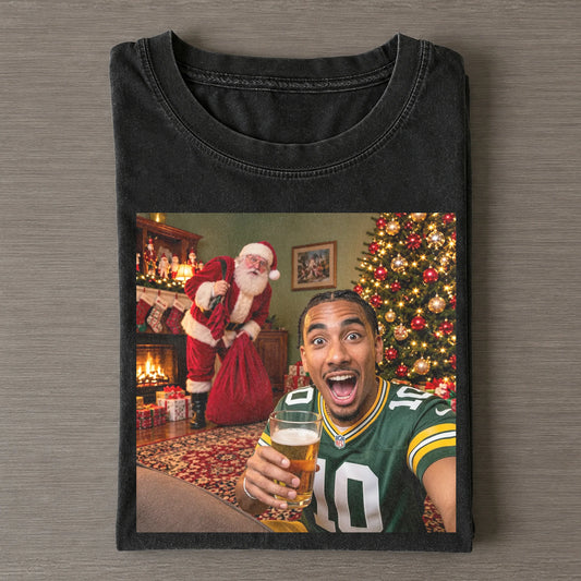 Jordan Love Caught Santa on Camera Funny Christmas TEE