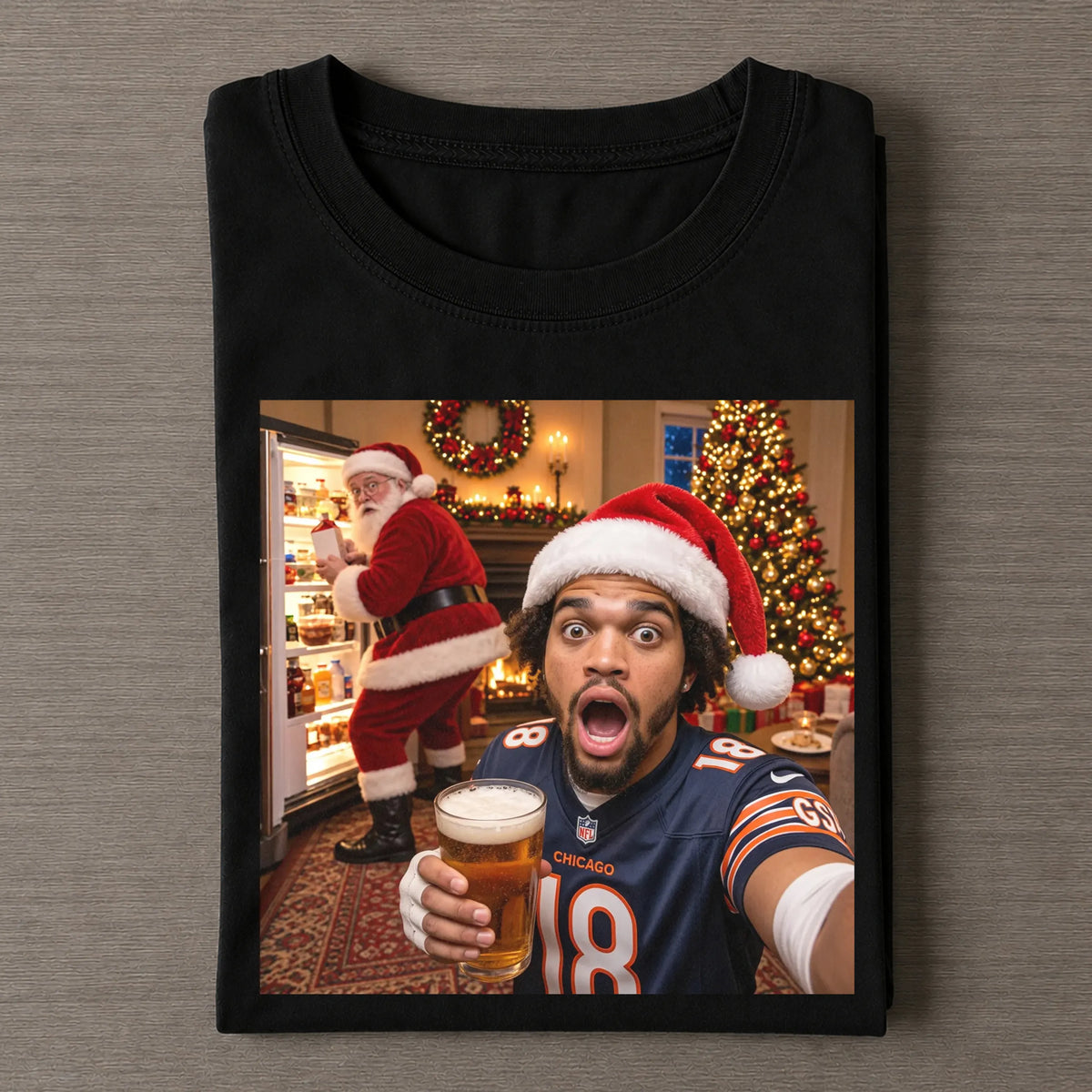 Caleb Williams Caught Santa on Camera Funny Christmas TEE