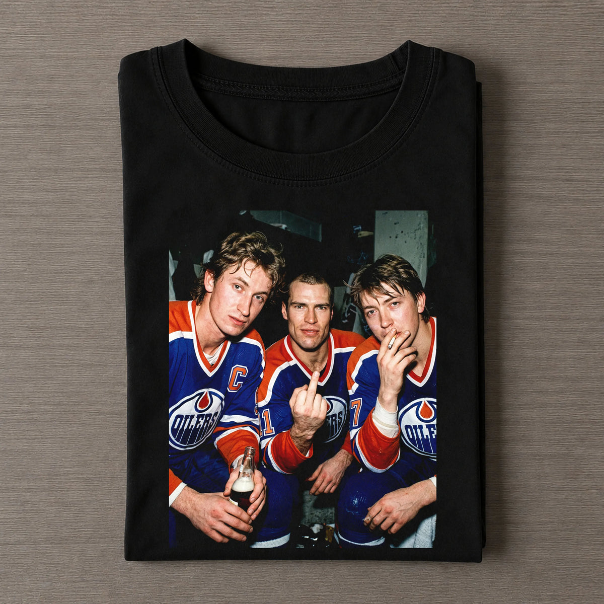 Edmonton Oilers Legends Trio Vintage Meme Washed Hockey T-Shirt