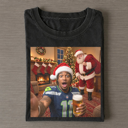 Jaxon Smith-Njigba Caught Santa on Camera Funny Christmas TEE