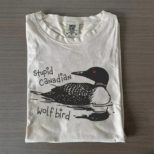 Stupid Canadian Wolf Bird Hockey Romance LGBT Hockey Fan T-shirt