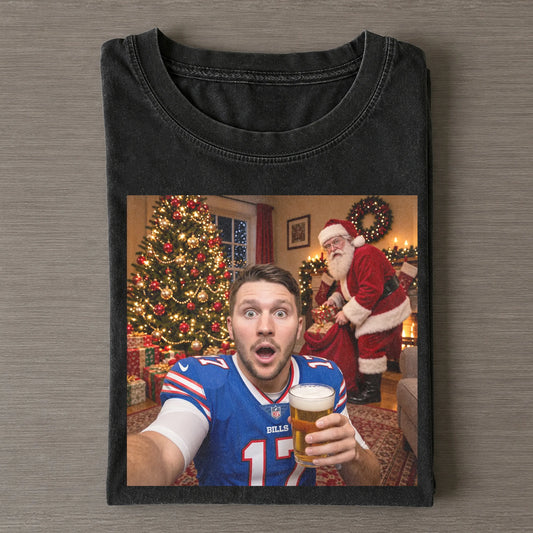 Josh Allen Caught Santa on Camera Funny Christmas TEE