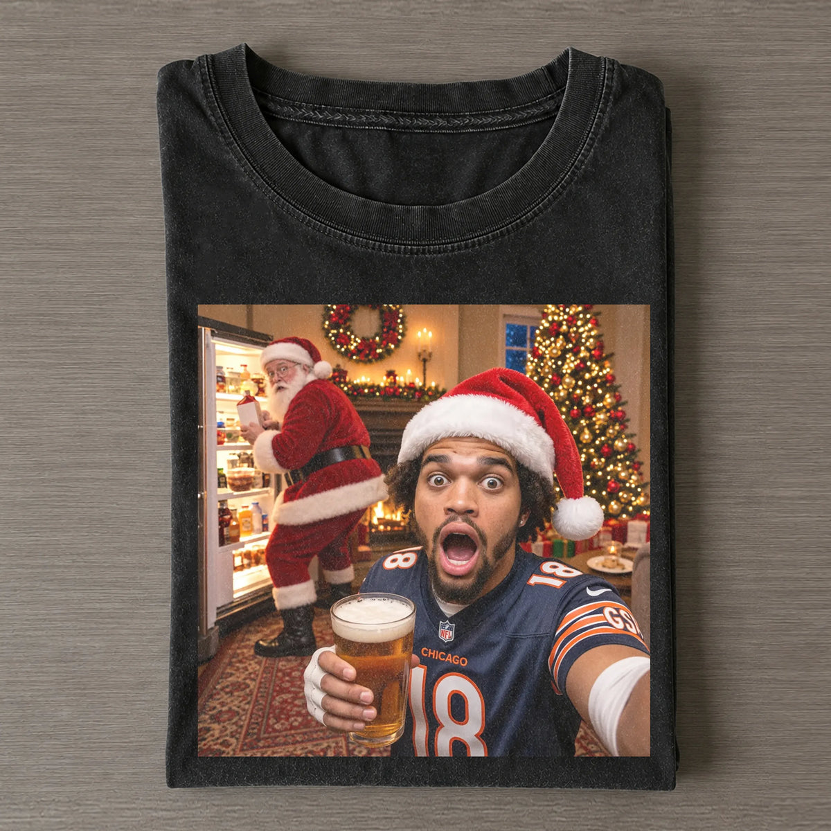 Caleb Williams Caught Santa on Camera Funny Christmas TEE