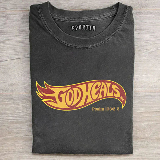 God Heals Christian Washed T-Shirt